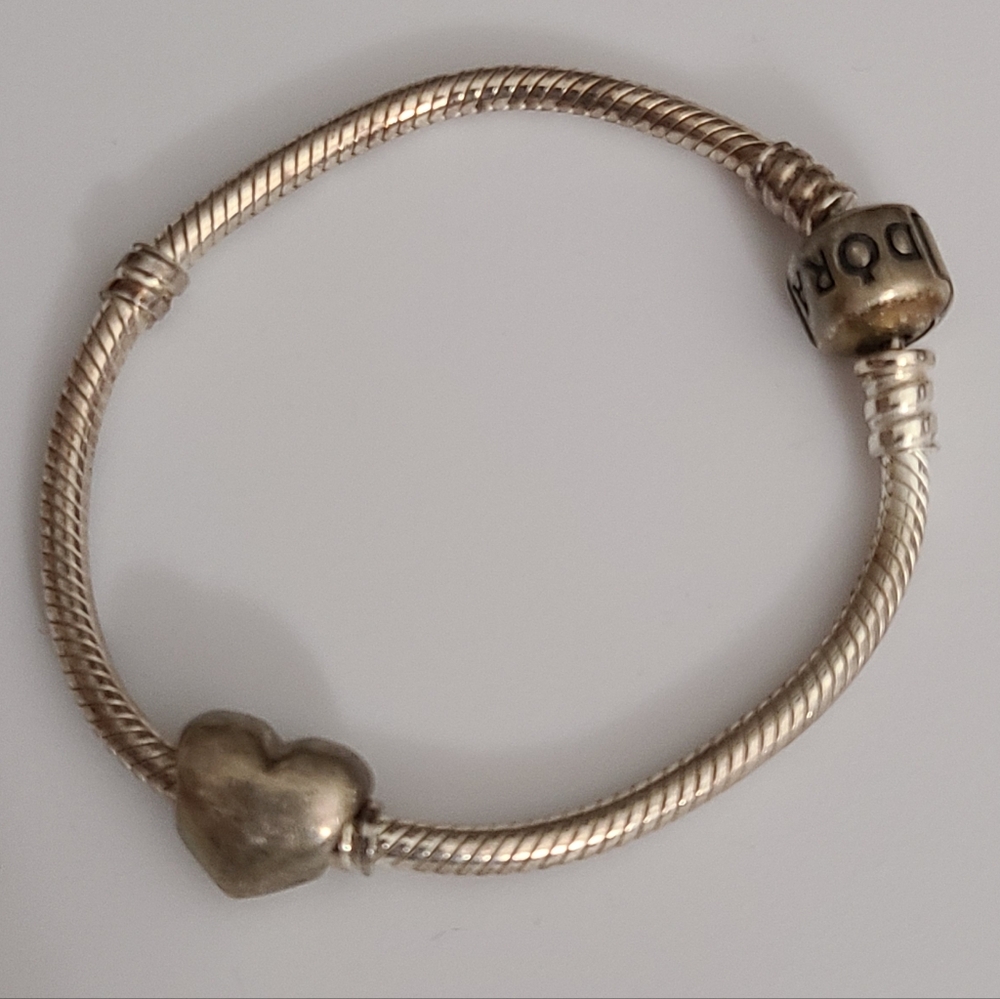 Pandora Heart Charm Bracelet 925 Sterling Silver 16g 6" Long